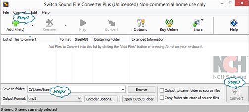 Convert RAW to MP3- Switch Audio File Converter